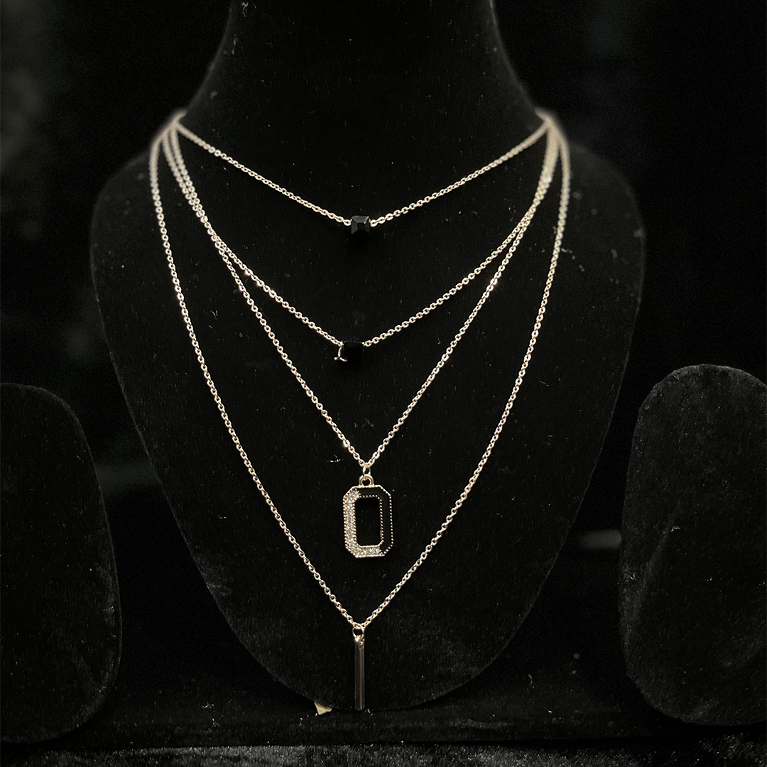Black Flower Multilayer Neckpiece